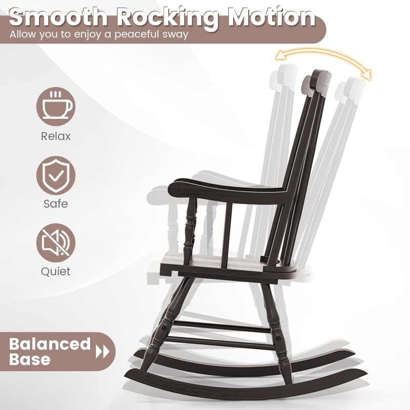 Chaise berçante en bois massif de marque Giantex