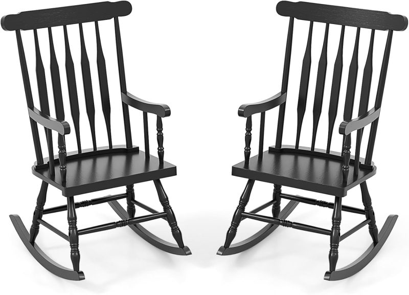 Chaise berçante en bois massif de marque Giantex