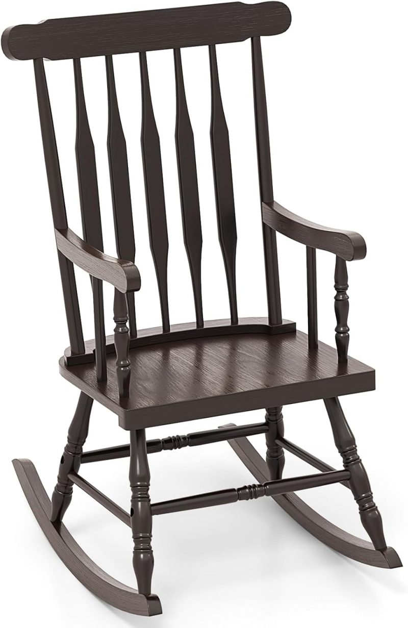 Chaise berçante en bois massif de marque Giantex
