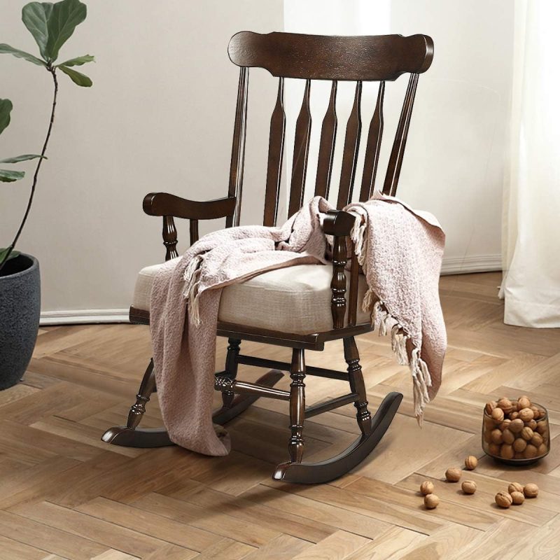 Chaise berçante en bois massif de marque Giantex