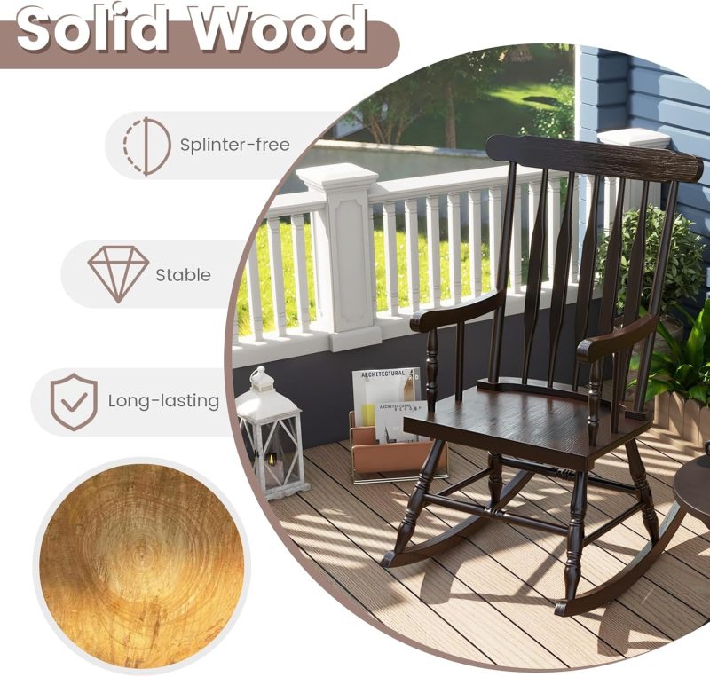 Chaise berçante en bois massif de marque Giantex