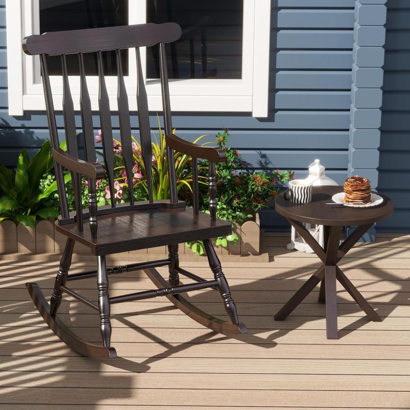 Chaise berçante en bois massif de marque Giantex