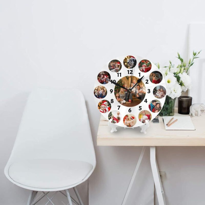 Horloge murale photo personnalisée, horloge ronde personnalisée, créez votre propre horloge, horloge murale personnalisée pour cuisine, salon, chambre à coucher, salle de bain,...