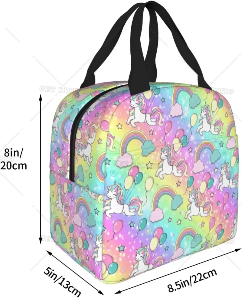 Sac à lunch isotherme licorne en tissu Oxford – Image 2