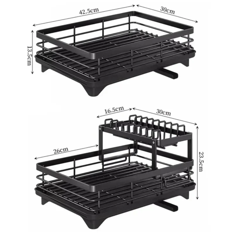 Égouttoir à vaisselle ajustable 2 niveaux en métal – Image 5