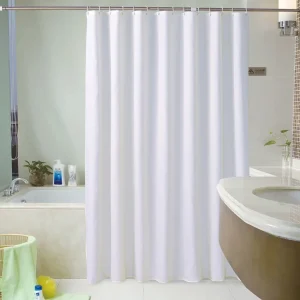 Rideau de douche blanc en polyester imperméable