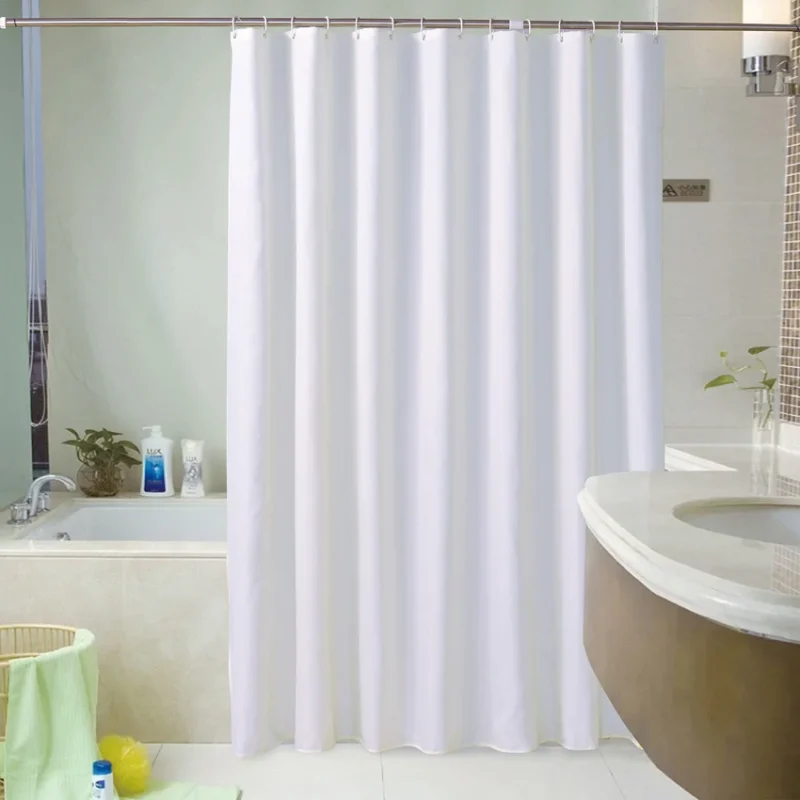 Waterproof white polyester shower curtain