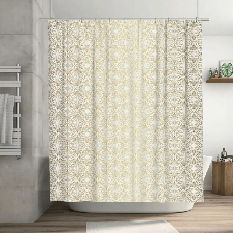 Elegant Gold-Patterned Shower Curtain - Image 3