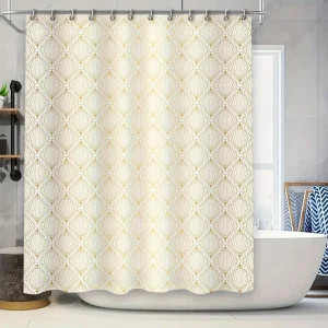 Rideau de douche élégant à motifs dorés