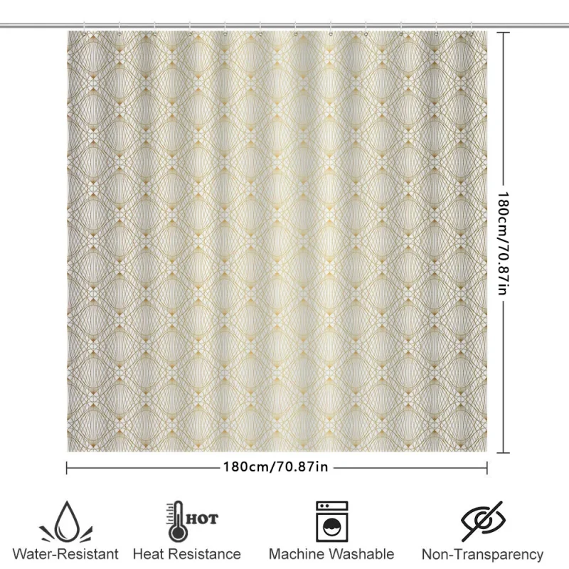 Elegant Gold-Patterned Shower Curtain - Image 6