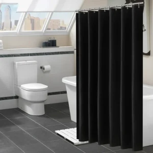 Rideau de douche noir en polyester imperméable