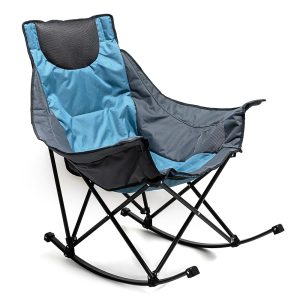 Sunnyfeel Chaise à bascule pour adultes, chaise de camping rembourrée inclinable surdimensionnée, chaise de pelouse d'extérieur (bleu)