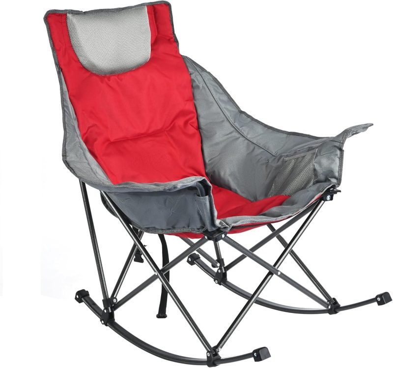Sunnyfeel Chaise à bascule pour adultes, chaise de camping rembourrée inclinable surdimensionnée, chaise de pelouse d'extérieur (bleu)