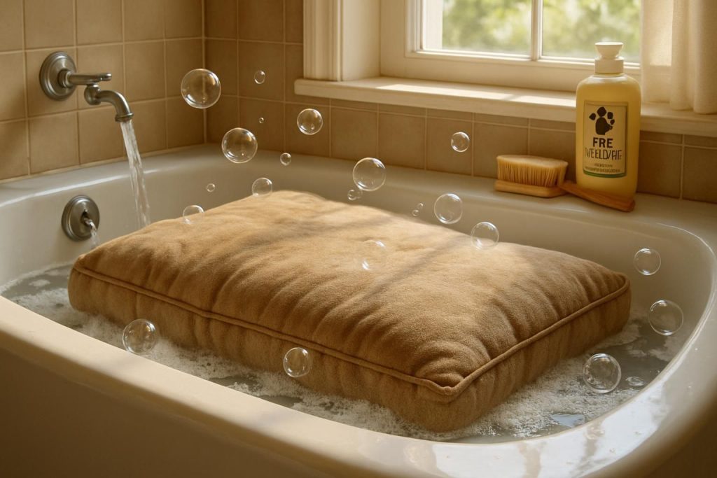 Comment laver un gros coussin de chien ?