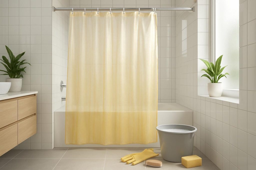 Comment nettoyer un rideau de douche jauni ?