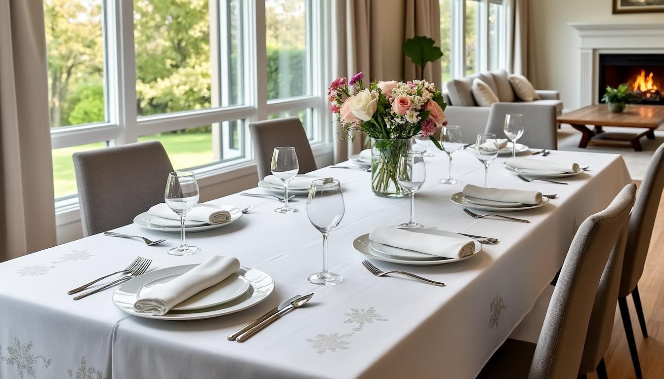 découvrez comment choisir la nappe parfaite pour une table de 8 personnes. découvrez les dimensions idéales, les styles adaptés et des conseils pour harmoniser votre décoration tout en assurant confort et esthétique lors de vos repas.