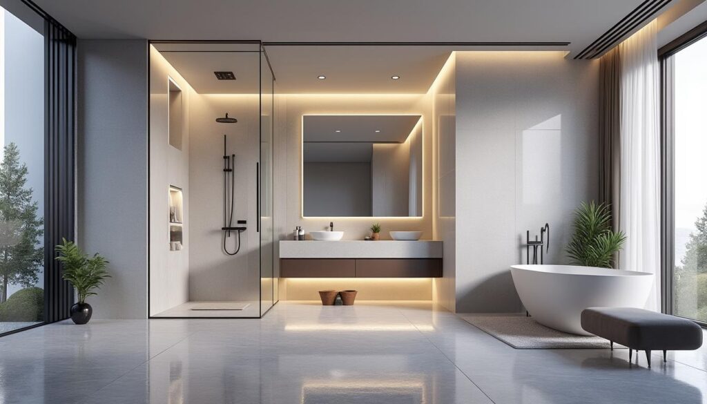 Comment dissimuler le rideau de douche dans le plafond ?