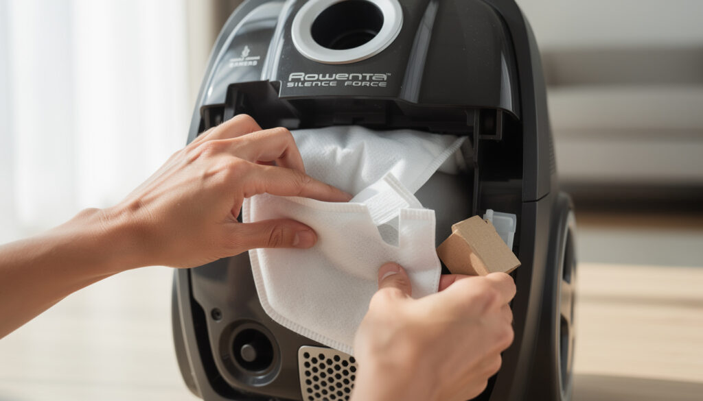 Comment mettre un sac sur l&rsquo;aspirateur Rowenta silence force ?